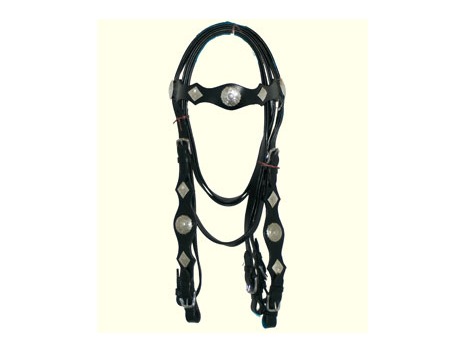 Western leather bridle with silver studs