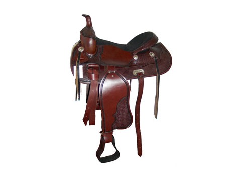 Western leather saddle