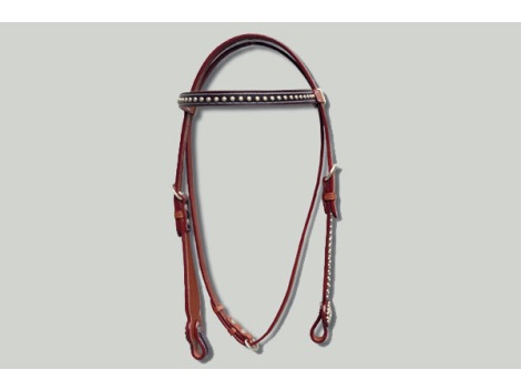 Western leather bridle with silver studs