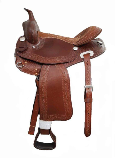 Western leather saddle