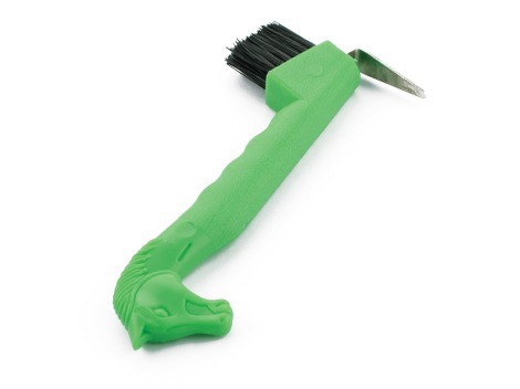 Plastic hoof pick with brush