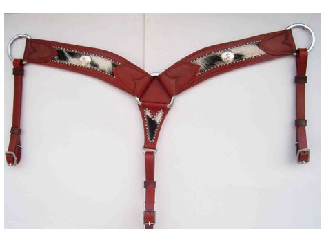 Western leather breastplate with goat skin decorations